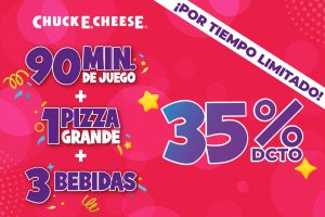 COMBO PIZZA GRANDE + 3 BEBIDAS + 90 MIN