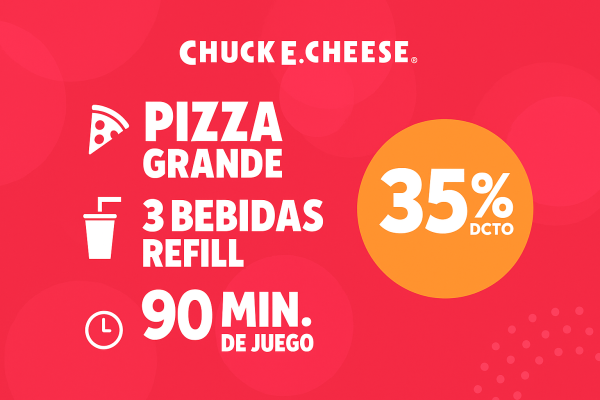 COMBO PIZZA GRANDE + 3 BEBIDAS + 90 MIN